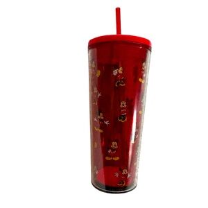 Disney Parks Minnie and Mickey Mouse Red Tumbler with Straw